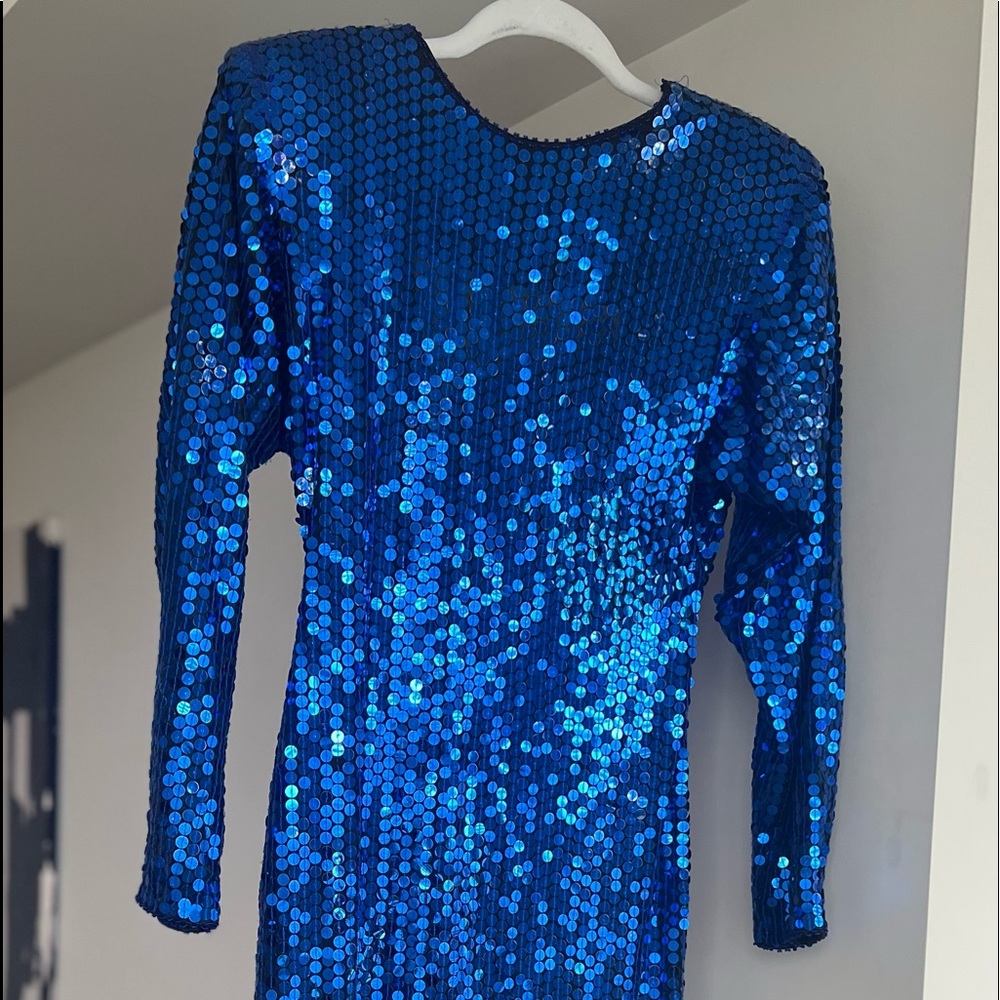 Blue Long Sequin Dress